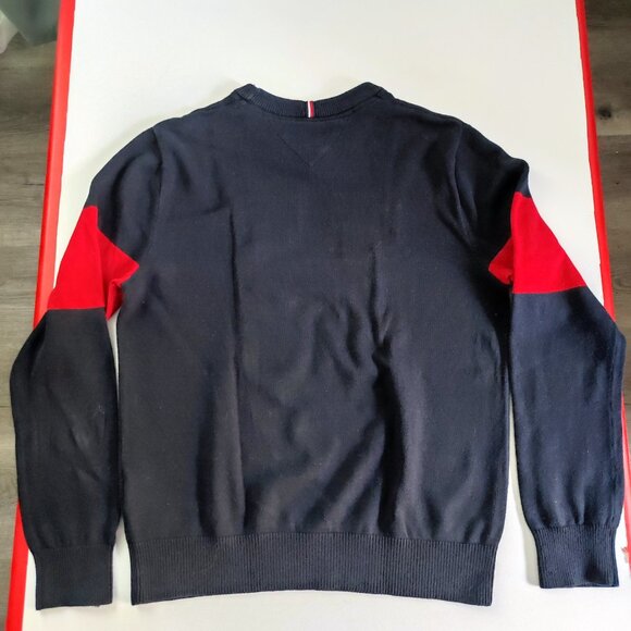 Tommy Hilfiger University style pullover men's size XS navy blue and red graphic - Picture 3 of 13